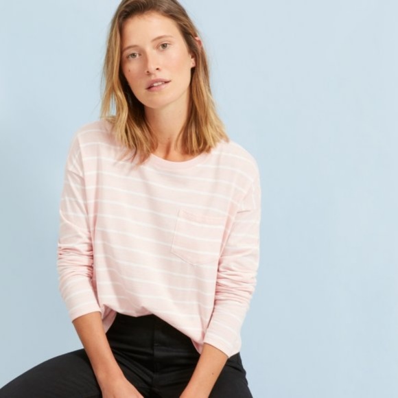 Everlane Tops - Everlane Long Sleeve Striped Tee - Pink, Small